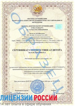Образец сертификата соответствия аудитора №ST.RU.EXP.00006191-1 Щёлкино Сертификат ISO 50001