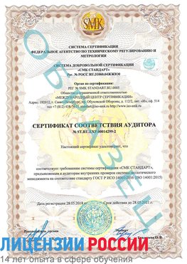 Образец сертификата соответствия аудитора Образец сертификата соответствия аудитора №ST.RU.EXP.00014299-2 Щёлкино Сертификат ISO 14001