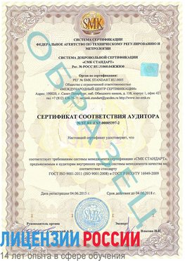 Образец сертификата соответствия аудитора №ST.RU.EXP.00005397-2 Щёлкино Сертификат ISO/TS 16949