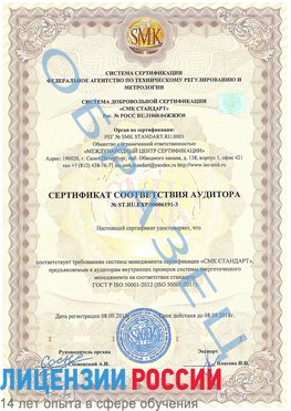 Образец сертификата соответствия аудитора №ST.RU.EXP.00006191-3 Щёлкино Сертификат ISO 50001