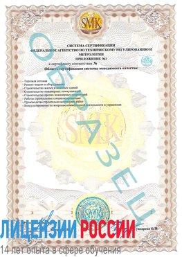 Образец сертификата соответствия (приложение) Щёлкино Сертификат ISO 9001